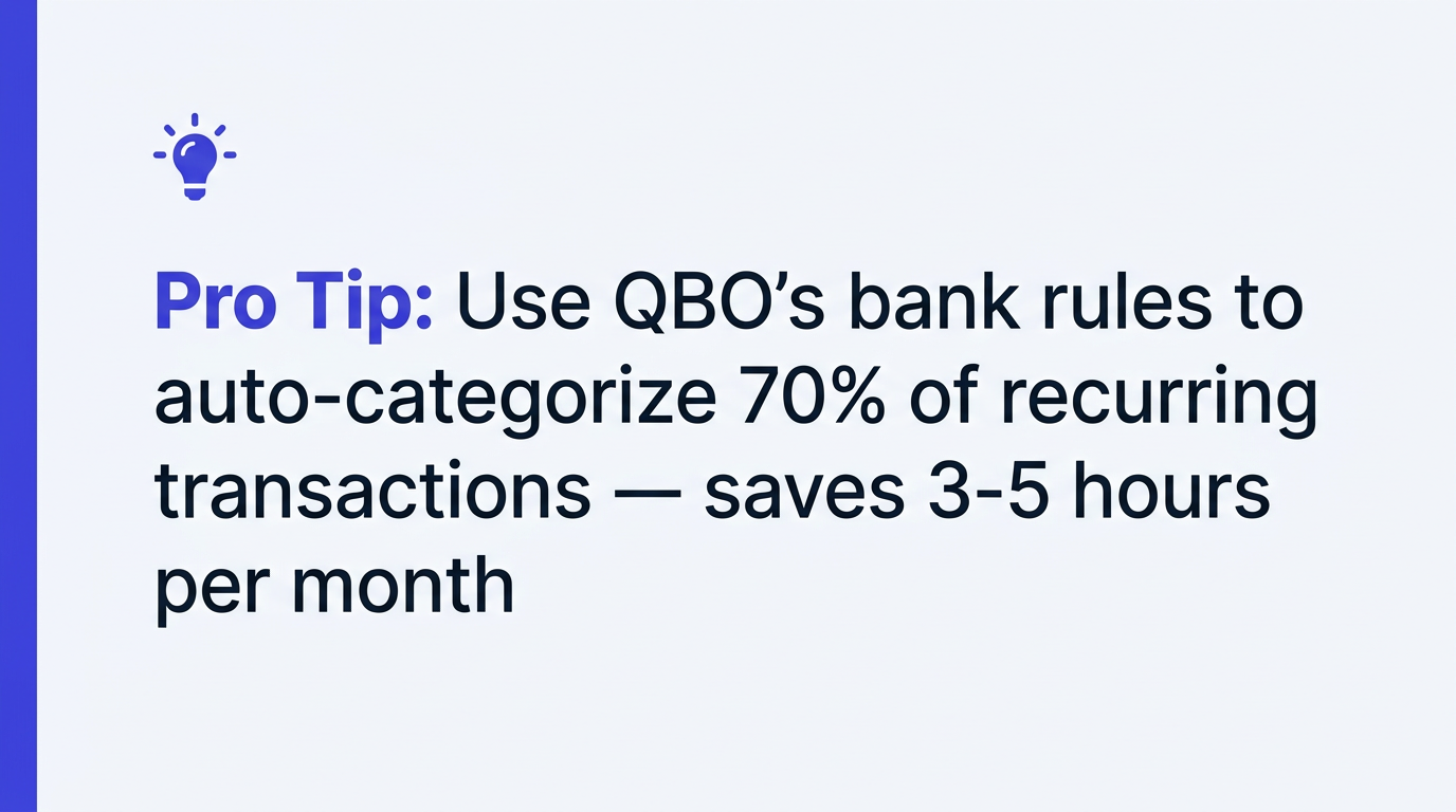 Pro tip: Bank rules auto-categorize 70% of transactions
